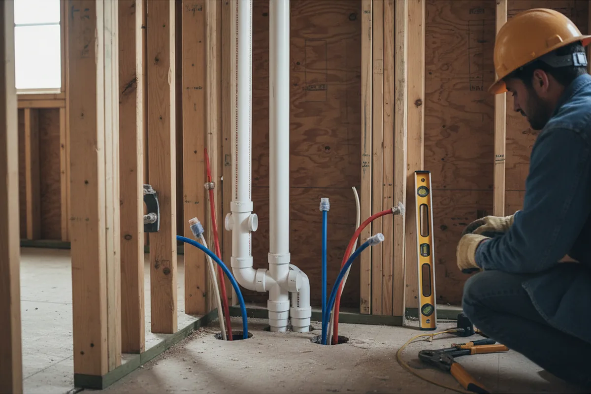 Drain and supply rough-in during Garbage Disposal Repair in Williamsburg